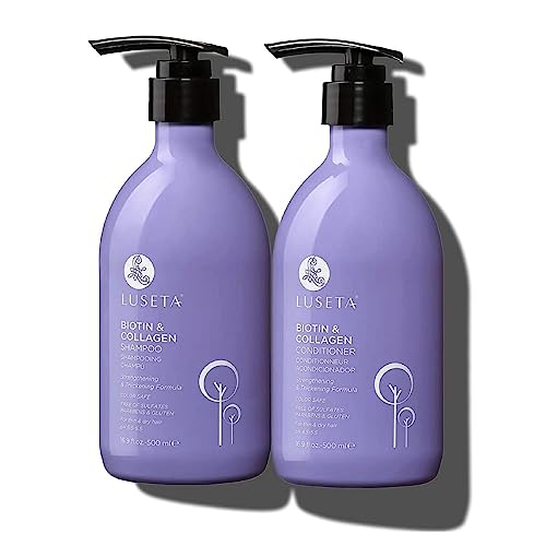 Luseta Biotin Hair Growth Shampoo & Conditioner - Thickens & Nourishes, Argan Oil Infused - 2x16.9oz