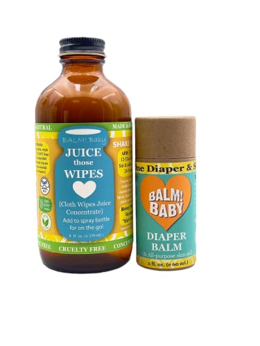 BALM! Baby Diaper Balm & Cloth Wipe Solution - All Natural, Plastic-Free, Multi-Purpose - 8oz