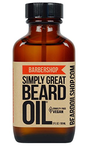 Simply Great Beard Oil - Tames & Softens Beards, Barbershop Aroma, Vegan - 3 Oz