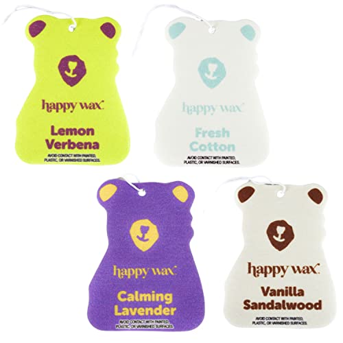 Happy Wax Air Freshener - Natural Essential Oils, Calming Scents, Bear Shape - 4 Ct. Variety Pack