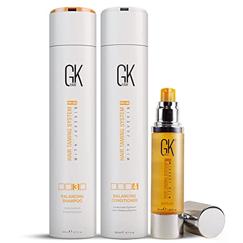 GK Hair Care Bundle - Nourishing Shampoo, Conditioner & Argan Oil Serum for Frizz Control - 350ml
