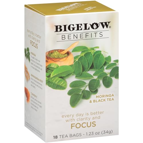 Bigelow Benefits Focus Moringa & Black Tea - Clarity Boosting Blend, Gluten-Free - 108 Tea Bags