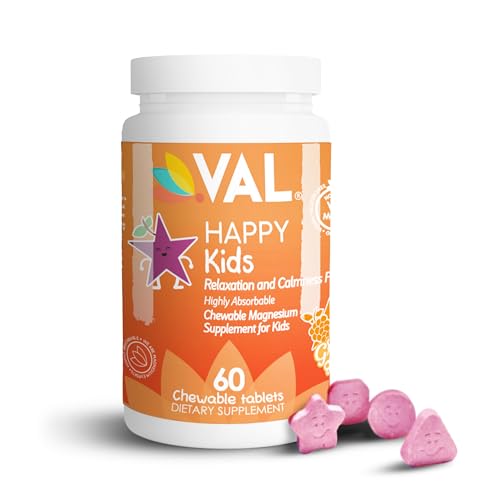 VAL Chewable Magnesium for Kids - Supports Calmness & Focus, Natural Star Grape Flavor - 60 Tablets