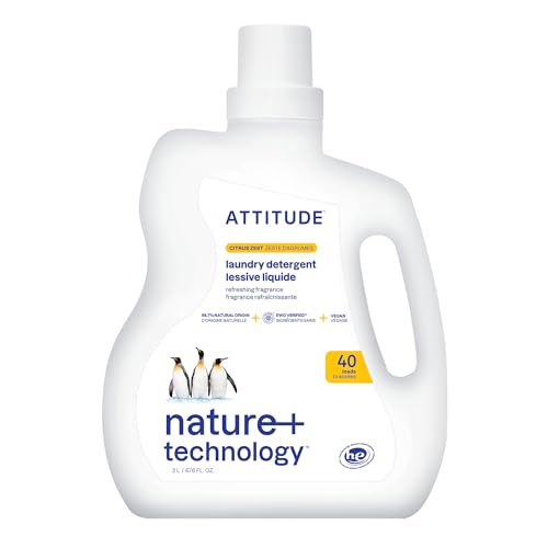 ATTITUDE Laundry Detergent - EWG Verified, Vegan, Citrus Zest, 40 Loads - 67.6 Fl Oz