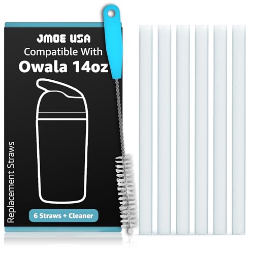 Jmoe USA Straws for Owala 14oz Bottles - BPA-Free, Food-Grade, 6-Pack with Cleaning Brush