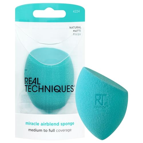 Real Techniques Miracle Airblend Sponge - Medium to Full Coverage, Latex-Free Foam - 1 Count