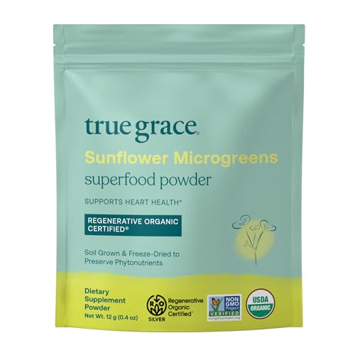 True Grace Sunflower Microgreens - Daily Nutrient-Dense Superfood Powder, Vegan - 30 Servings