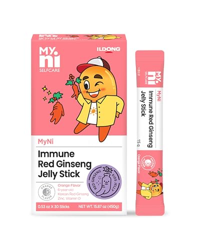 myni Korean Ginseng Jelly Stick - Immune Boost, Cognitive Support, Orange Flavor - 30 Sticks