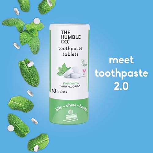 The Humble Co. Mint Toothpaste Tablets - Anticavity, Vegan & Natural, Plastic-Free - 180 Count