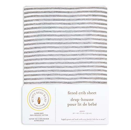 Burt's Bees Baby Fitted Crib Sheet - GOTS Certified Organic Cotton, Snug Fit - 28" x 52"