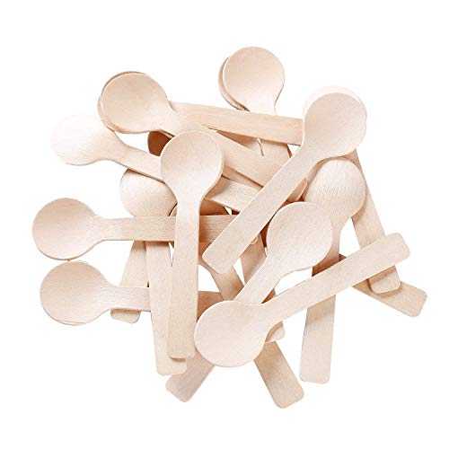 Gmark Mini Wooden Spoons - 100% Compostable Birchwood, Sturdy & Versatile - 4" 100ct