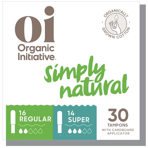 Oi Organic Tampons Set - 100% Certified Cotton, Biodegradable, Leak-Free - 14 Super, 16 Regular