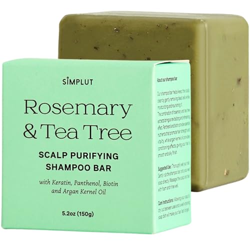 SIMPLUT Rosemary & Tea Tree Shampoo Bar - Deep Cleansing, Biotin & Argan Oil - 5.2oz