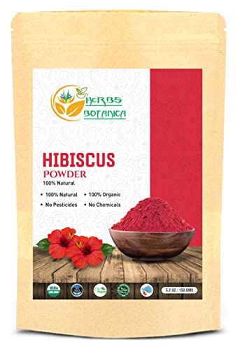 Herbs Botanica Organic Hibiscus Powder - Rich in Vitamin C & Iron, Pure Herbal Supplement - 5.3oz