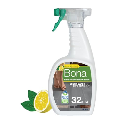 Bona Multi-Surface Cleaner Spray - Residue-Free, Plant-Based, Fast-Drying - 32 fl oz, Lemon Mint