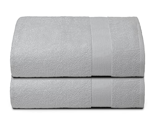 Belizzi Home Bath Sheet Set - Ultra Soft, Highly Absorbent, 100% Pure Cotton - Light Grey, 35x70