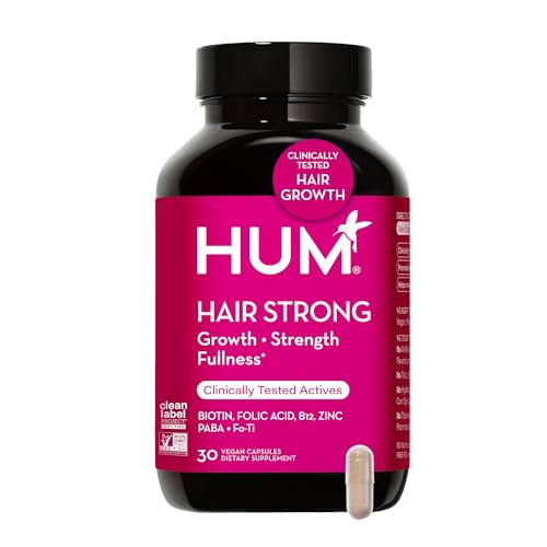 HUM Hair Strong Capsules - Boost Hair Growth, Vegan Formula with Biotin, Zinc & Fo-Ti - 30 Count