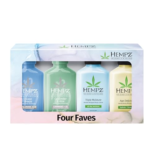 Hempz Fresh Four Body Lotion - Hydrating Mini Lotions, Vegan & Cruelty-Free - 4x2.25oz