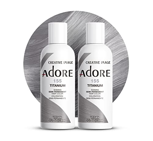 Adore Semi Permanent Hair Dye - Vibrant Titanium Color, Vegan & Cruelty-Free - 4 Fl Oz (2 Pack)