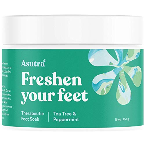 ASUTRA Foot Soak - Revitalizes Feet, Softens Calluses with Tea Tree & Peppermint Oils - 16oz