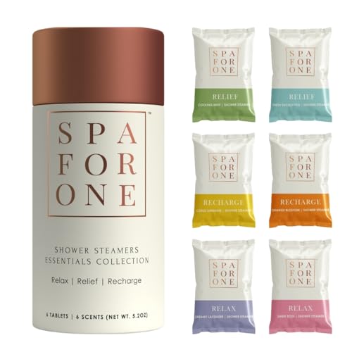 Spa For One Shower Steamer Gift Set - Relaxing Aromatherapy with Natural Oils - 6 Pack