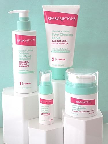 SpaScriptions Facial Cleanser - Blemish Control with Ceramides, Retinol & Blue Agave - 7.40 Fl. Oz