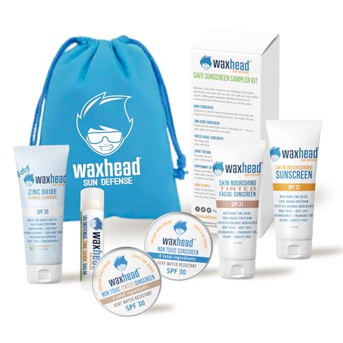 Waxhead Sunscreen Sampler Kit - Zinc Oxide Protection, Hypoallergenic, Travel Size - 6oz