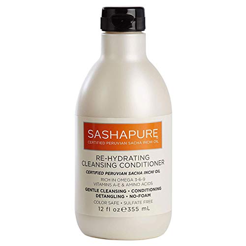 SASHAPURE Re-Hydrating Conditioner - Gentle Cleansing, Organic Sacha Inchi Oil - 12 fl. oz.