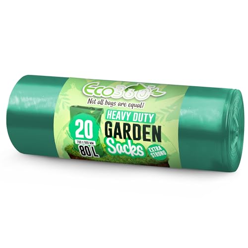 Garden Sacks Green ROLL25 233 - Heavy-Duty Leak Resistant, 100% Recyclable - 25 Count, 100L