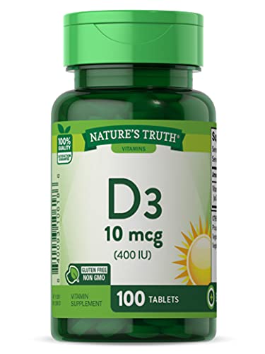 Nature's Truth Vitamin D3 400 IU - Supports Immune Health, Vegetarian & Non-GMO - 100 Tablets