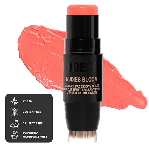 Nudestix Nudies Bloom Blush Stick - Dewy Glow Formula, Vegan & Gluten-Free - 0.49oz