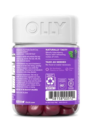 OLLY Sleep Gummy - Fall Asleep Naturally with Melatonin, L-Theanine & Botanicals - 50 Count