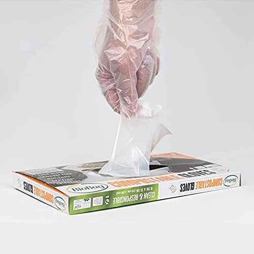 BioBag Compostable Disposable Gloves - Food Safe, Non-Toxic, Medium, 2,400-Count Case