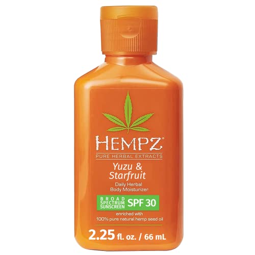 Hempz Yuzu & Starfruit Body Lotion - SPF 30 Protection, Paraben-Free, Natural Oils - 8oz