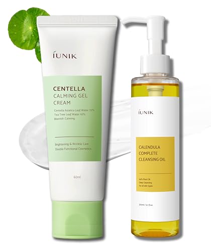 iUNIK Moisturizer & Cleansing Oil - Hydrating Gel, Gentle Plant-Based Care for All Skin Types