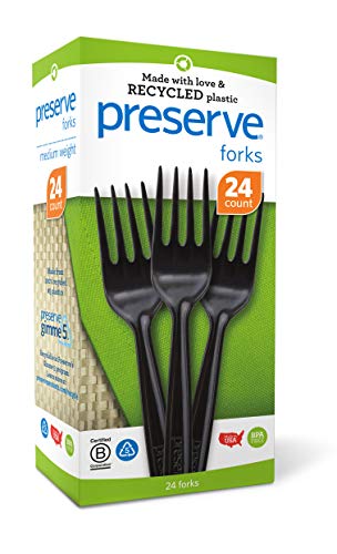 Preserve Recycled Plastic Forks - Durable, BPA-Free, B Corp & Climate Neutral Certified - 24 Count