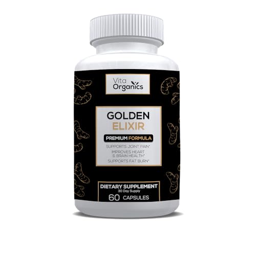 Golden Elixir Turmeric Supplement - Joint, Beauty & Brain Support, 60 Veggie Capsules