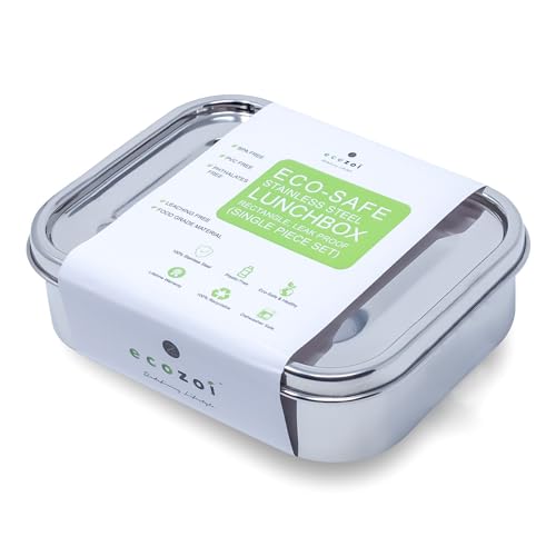 ecozoi Stainless Steel Lunch Box - BPA Free, Bonus Pod & Silicone Seal - 24 Oz Capacity