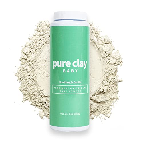 Pure Calcium Bentonite Clay Baby Powder - Gentle Care for Sensitive Skin, 8oz Travel Size