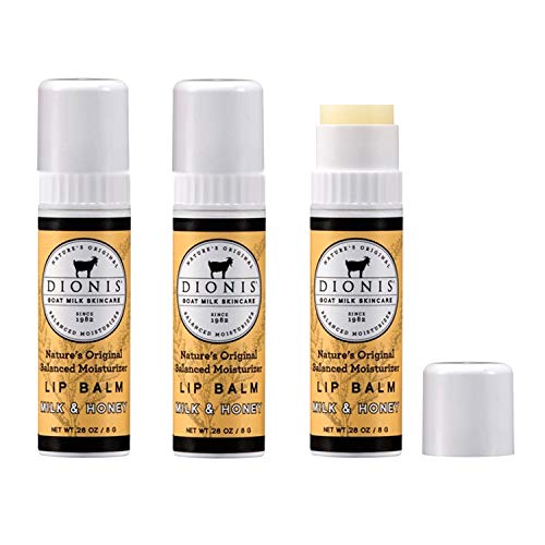 Dionis Goat Milk Lip Balm Set - Moisturizing, Nourishing with Vitamin E, 3 x 0.28oz Tubes