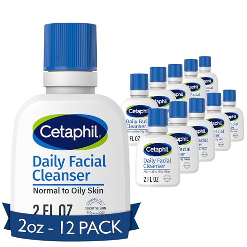 Cetaphil Daily Facial Cleanser - Gentle Foaming, Hypoallergenic, Travel Size, 2 oz - 12 Pack