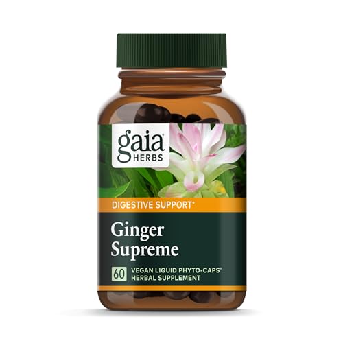 Gaia Herbs Ginger Supreme - Aids Digestion & Eases Nausea - Organic Ginger & Turmeric - 60 Caps