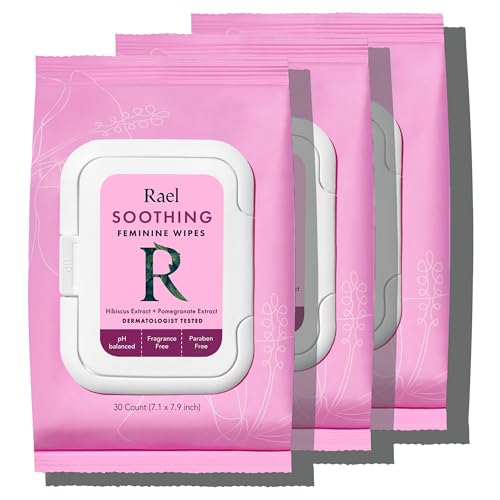 Rael Feminine Care Set - pH Balancing Wipes with Botanical Extracts, Vegan - 4.4 Fl Oz, 3 Pack