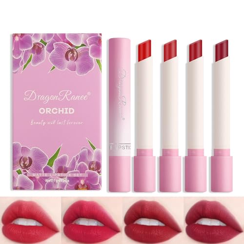 Eakroo Matte Lipstick Set - Long-Lasting, Moisturizing Natural Formula - 4 Colors in Portable Tube