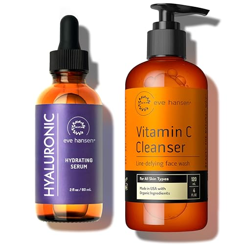 Eve Hansen Skin Care Set - Hydrating Serum & Vitamin C Cleanser for Fine Lines, 2oz