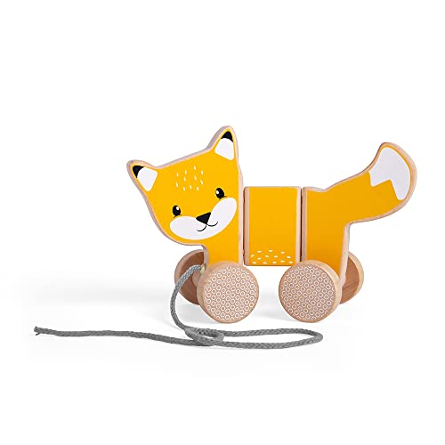 Bigjigs Toys Fox Pull Along Toy - Supports First Steps, Non-Toxic Paint, FSC Certified - 1 Year Olds