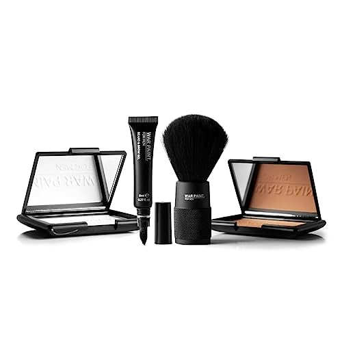 War Paint For Men Grooming Set - Anti-Shine Powder, Beard Gel, Bronzer, Vegan - 4pc Kit