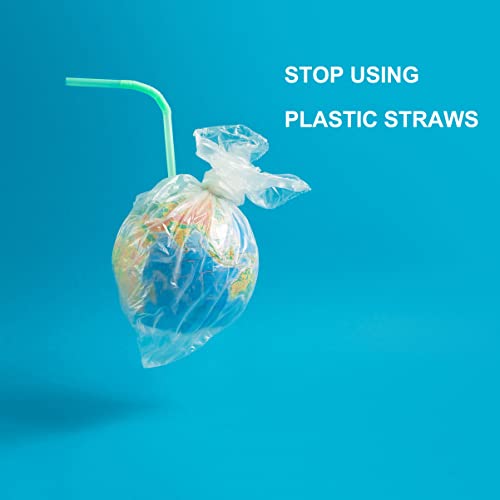 Plant-Based Compostable Straws - Flexible, Sturdy, Non-Toxic - 200 Count, 8.25" Size