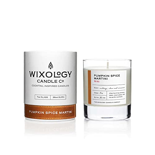 Wixology Pumpkin Spice Martini Candle - 36 Hour Burn, Coconut-Soy Blend, Phthalate Free - 7oz