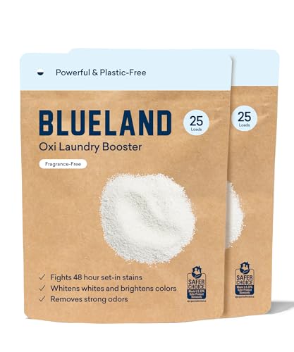 BLUELAND Laundry Booster - Brightens Whites, Lifts Tough Odors, Fragrance Free - 2-Pack